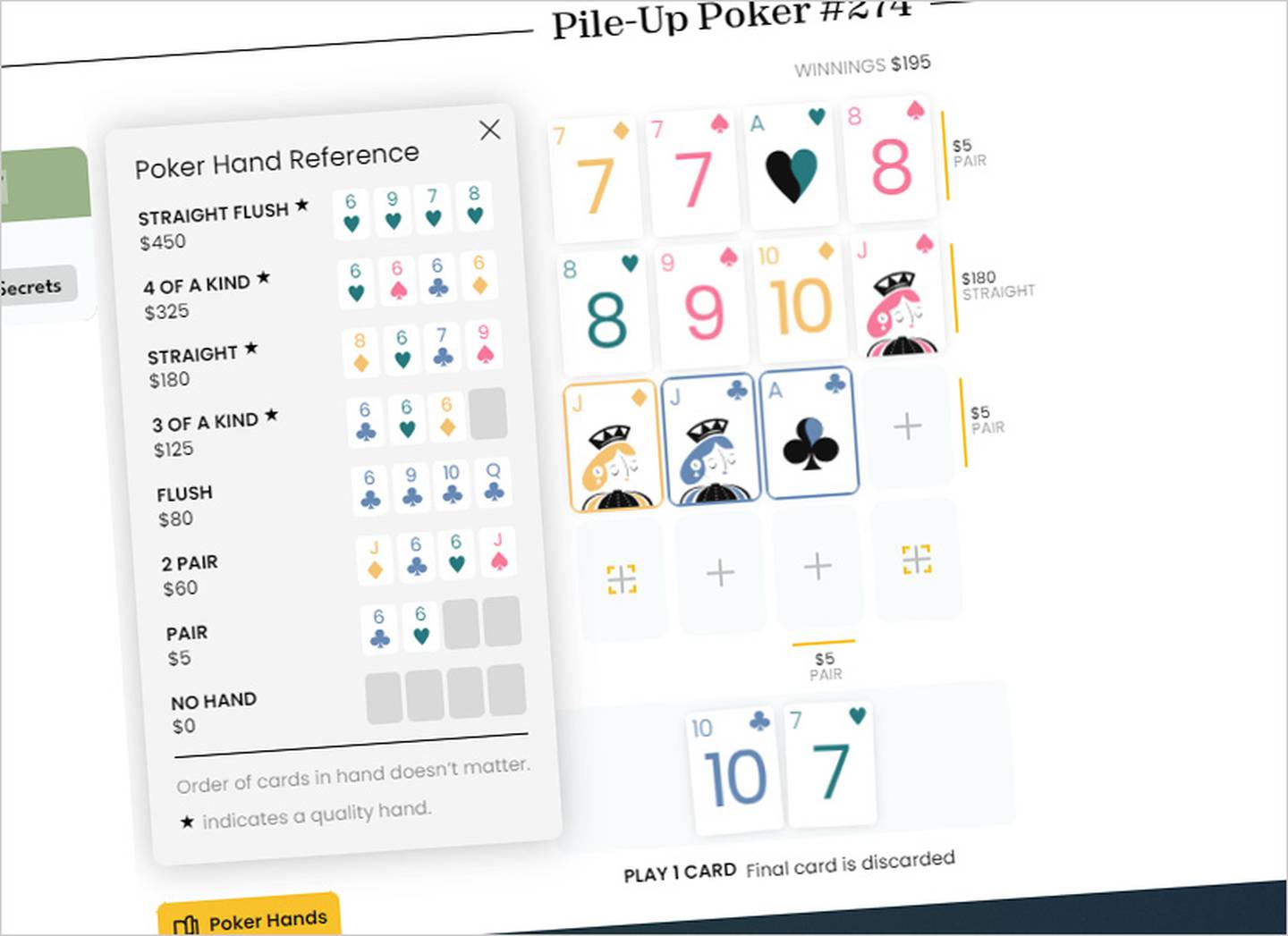 Pile-up Poker by Puzzmo