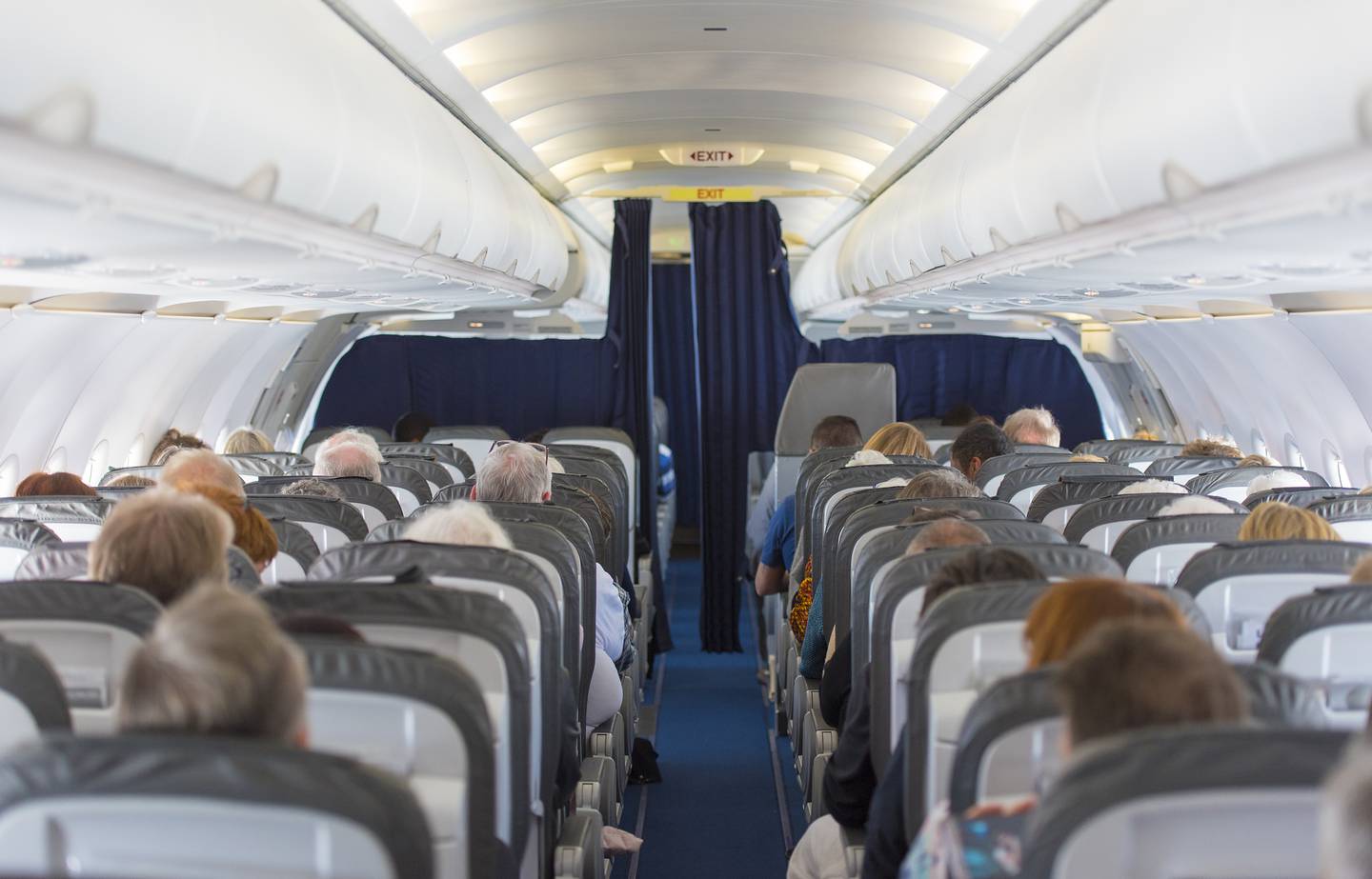 airliner cabin stock passengers