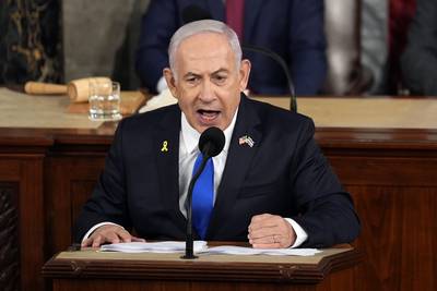 Netanyahu defends war in Gaza and denounces protesters in speech to Congress