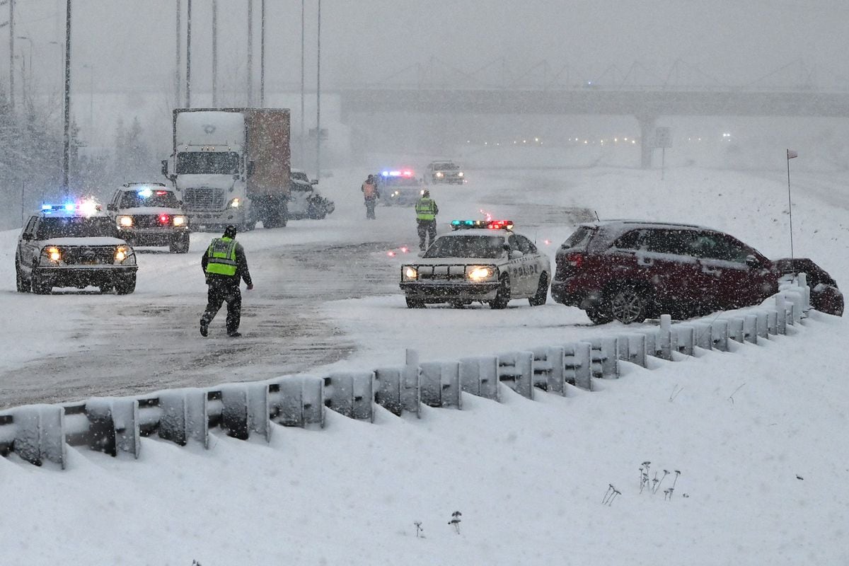 Slick roads create treacherous driving conditions around Anchorage ...