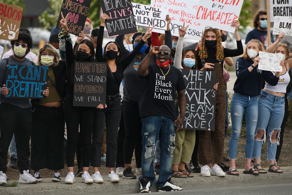 Photos: An emotional day of protests on Anchorage streets - Anchorage ...