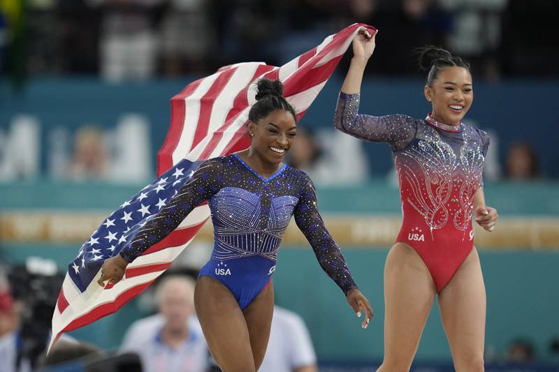 Simone Biles makes history with second all-around Olympic gymnastics title, 8 years after her first