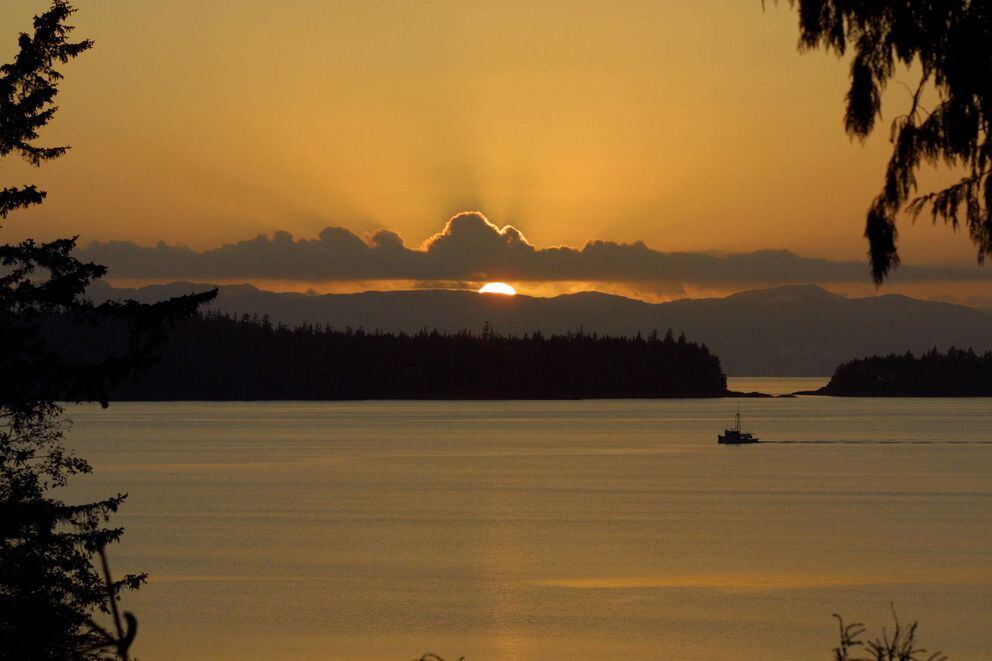 A fishing boat travels through the Tongass Narrows near Ketchikan. (Photo/File/AP)