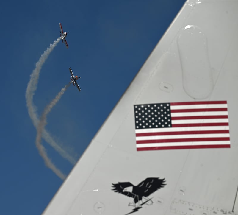 Undaunted Airshows perform during the Arctic Thunder air show on Saturday. They fly Van's Aircraft RV series of sport aircraft.  (Bob Hallinen Photo)

