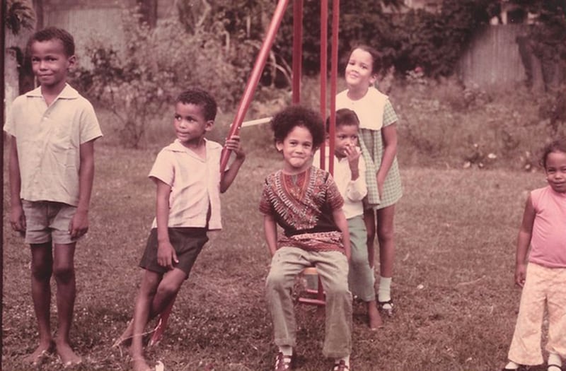 Kamala Harris and her sister, Maya, far right, spend time with their cousins in Jamaica. Courtesy of Kamala Harris