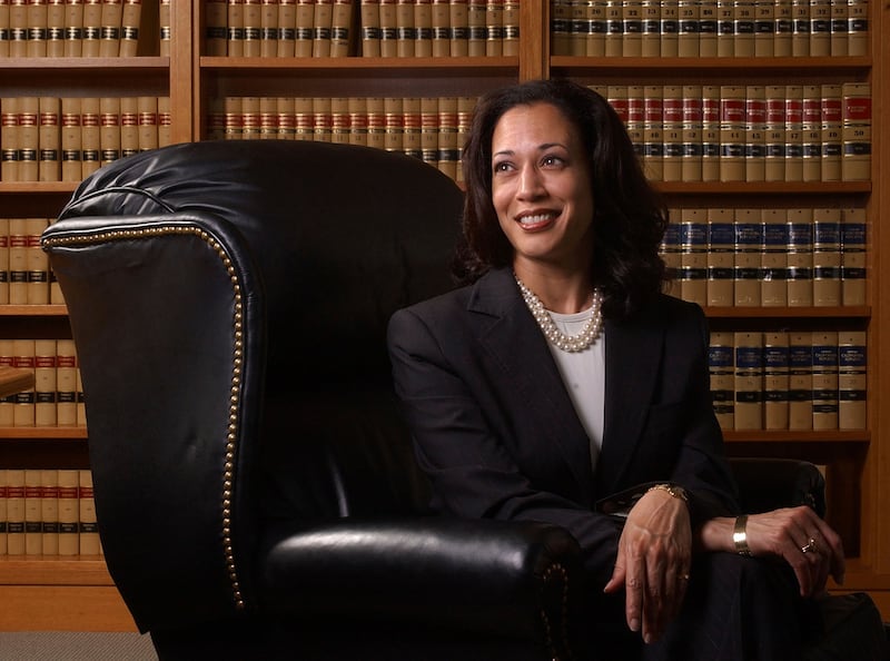 In this June 18, 2004, file photo San Francisco District Attorney Kamala Harris poses for a portrait in San Francisco. (AP Photo/Marcio Jose Sanchez, File)